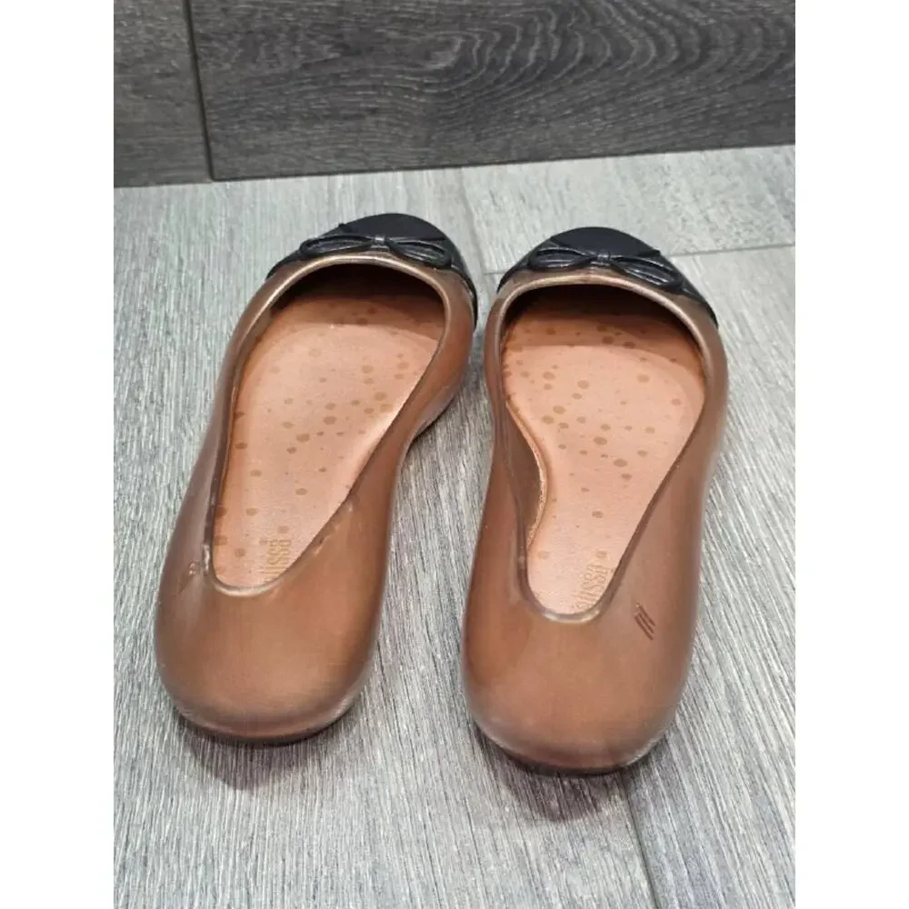 Mini Mellissa Girl’s Sweet Love Cap Toe Ballerina Flat Sz 1 Beige S000107